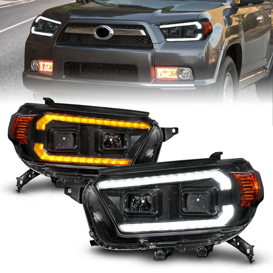 Anzo USA | Projector Headlight Set w/Switchback Black Housing w/Plank Style Design w/DRL | Fits 4Runner | 111602