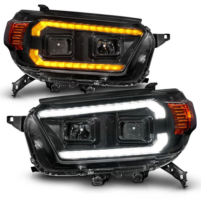 Anzo USA | Projector Headlight Set w/Switchback Black Housing w/Plank Style Design w/DRL | Fits 4Runner | 111602
