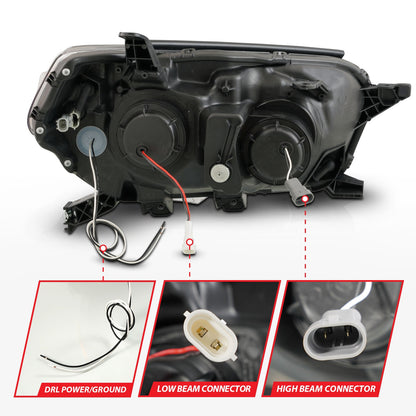 Anzo USA | Projector Headlight Set w/Switchback Black Housing w/Plank Style Design w/DRL | Fits 4Runner | 111602