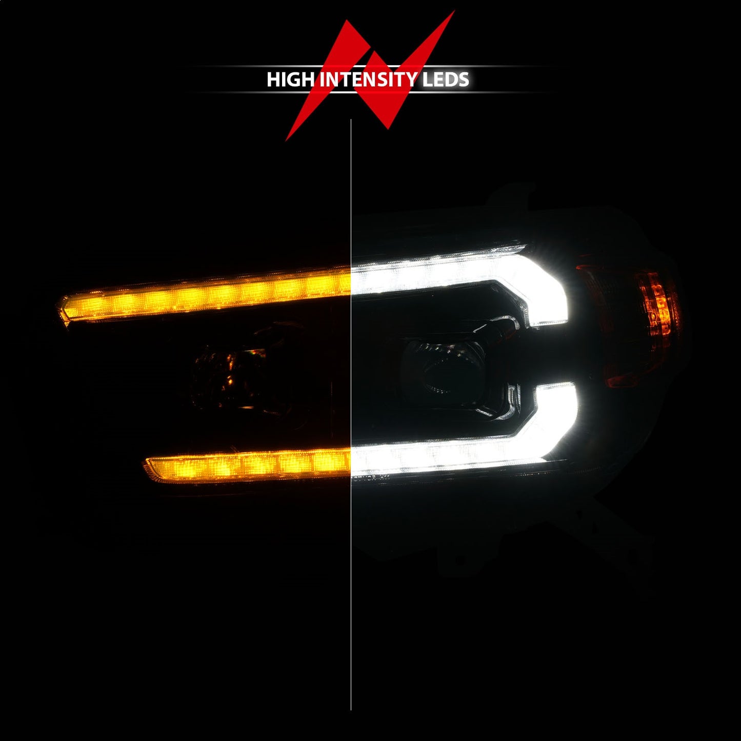 Anzo USA | Projector Headlight Set w/Switchback Black Housing w/Plank Style Design w/DRL | Fits 4Runner | 111602