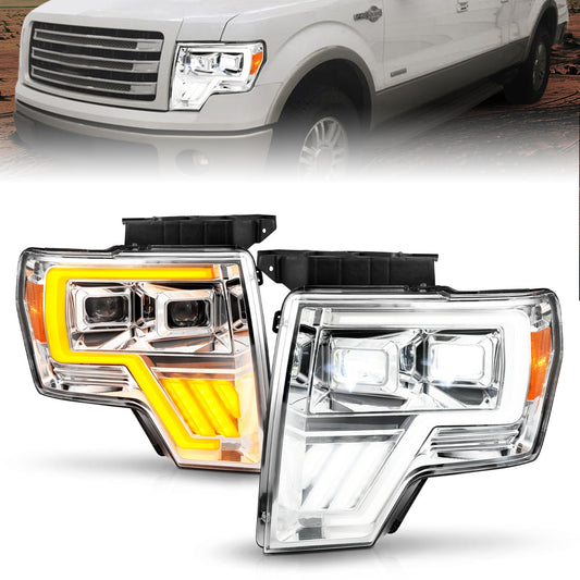 Anzo USA | LED Projector Headlight LED Projector Chrome Headlights w/ Sequential Signal | Fits F-150 | 111607