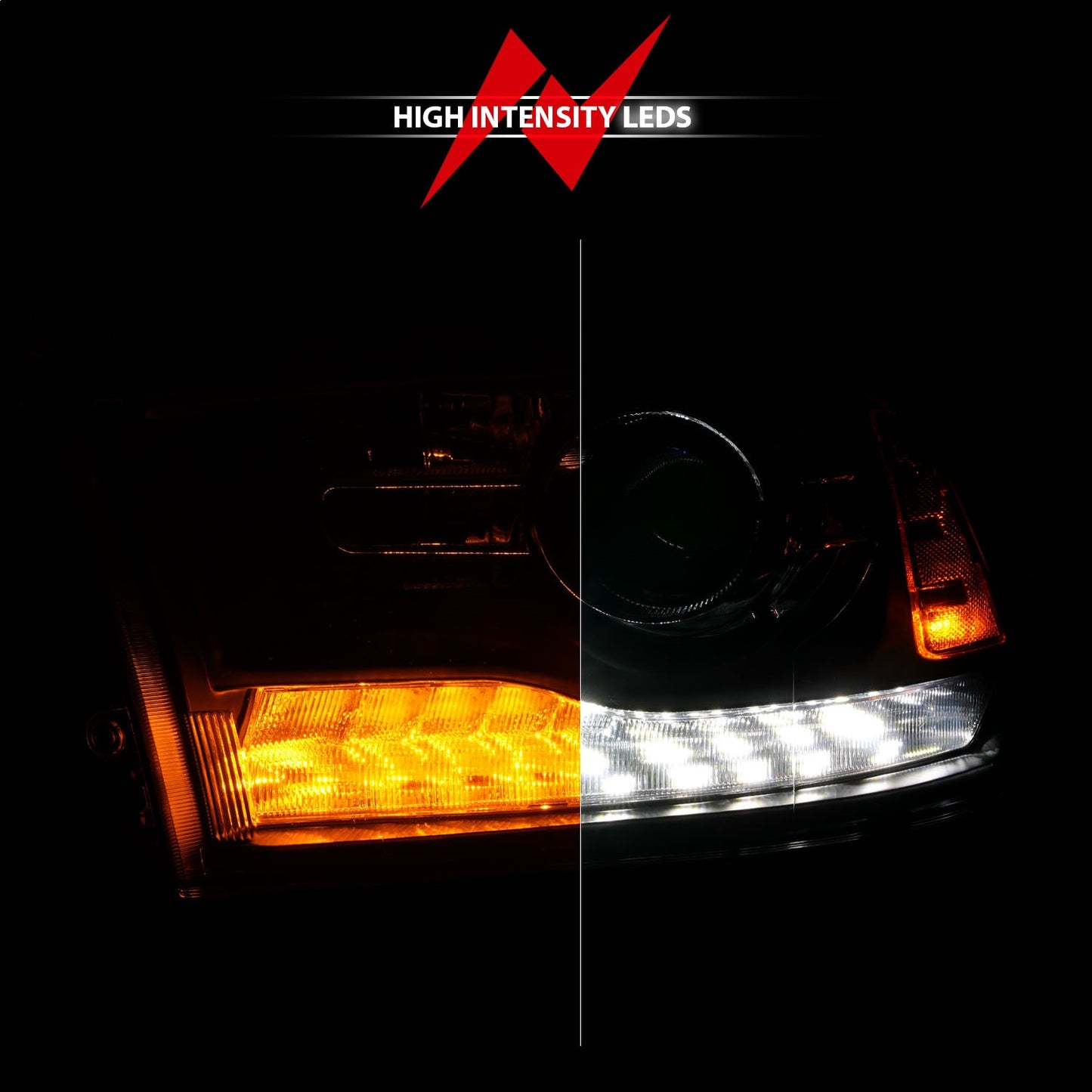 Anzo USA | Projector Headlight Set LED w/Plank Style Switchback w/Sequential Matte Black Oe Style Pair | Fits Ram 1500 | 111609