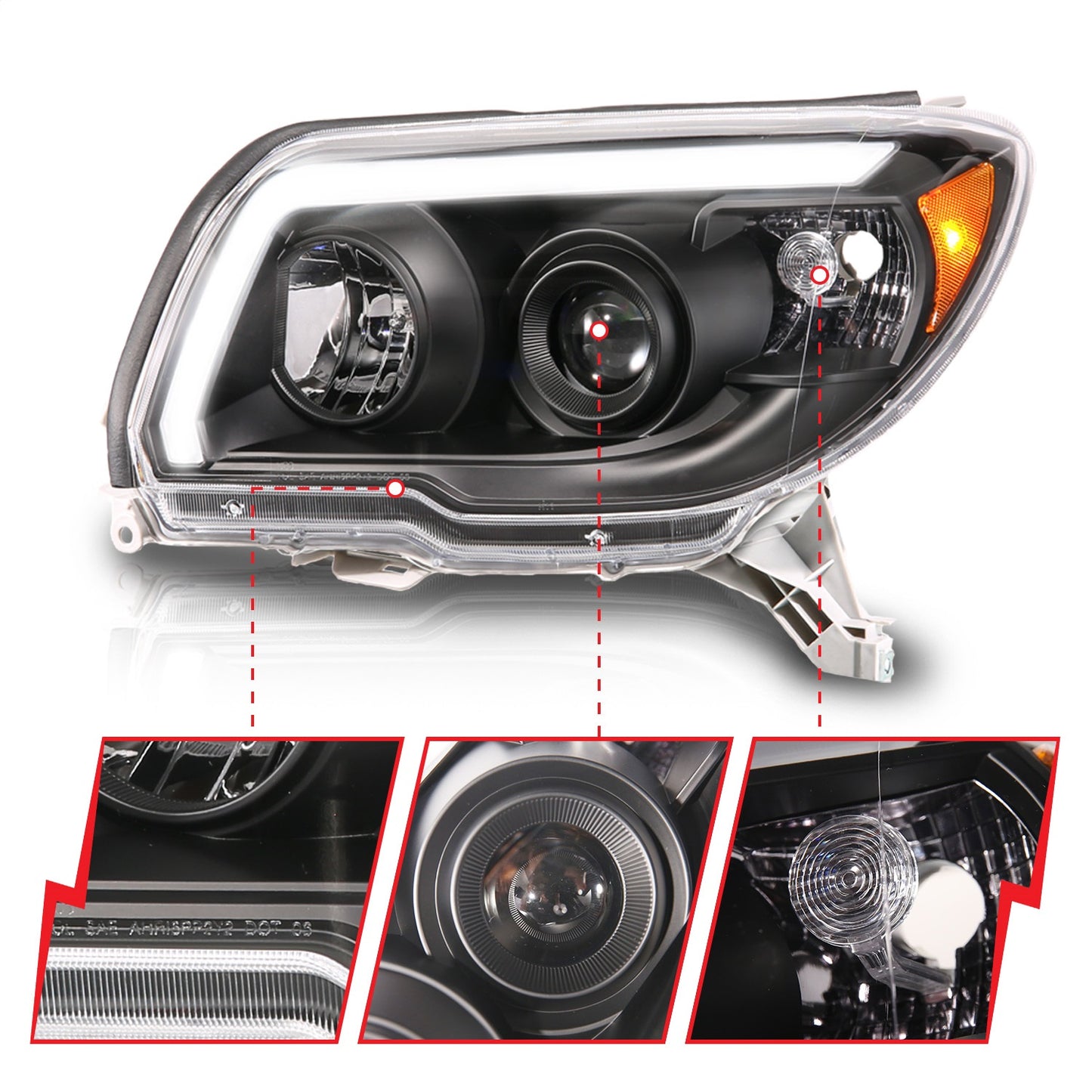 Anzo USA | LED Projector Headlight Black | Fits 4Runner | 111616