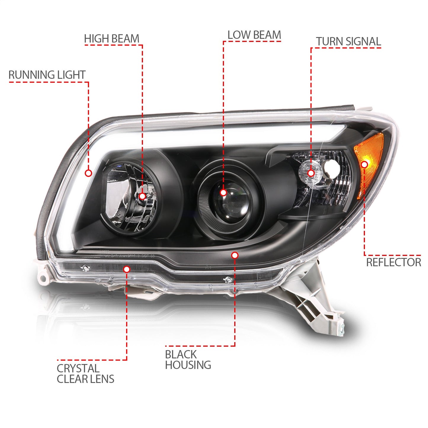 Anzo USA | LED Projector Headlight Black | Fits 4Runner | 111616