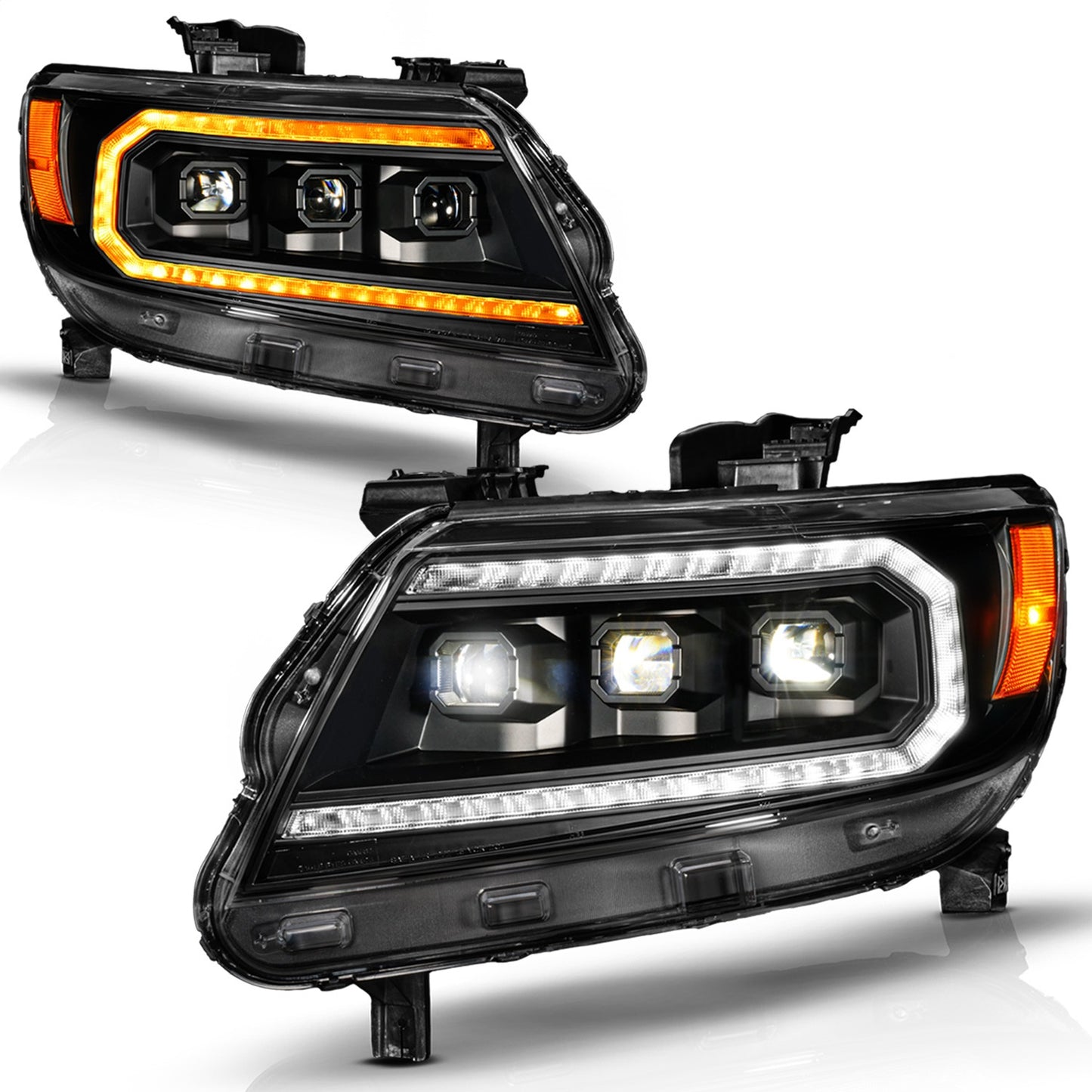 Anzo USA | LED Projector Headlight Black Housing Headlight w/Sequential Switchback Light Bar and Initiation Feature | Fits Colorado | 111634