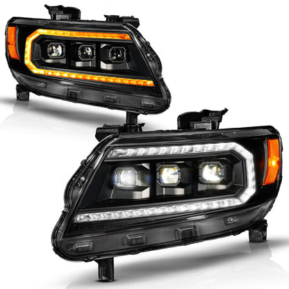 Anzo USA | LED Projector Headlight Black Housing Headlight w/Sequential Switchback Light Bar and Initiation Feature | Fits Colorado | 111634