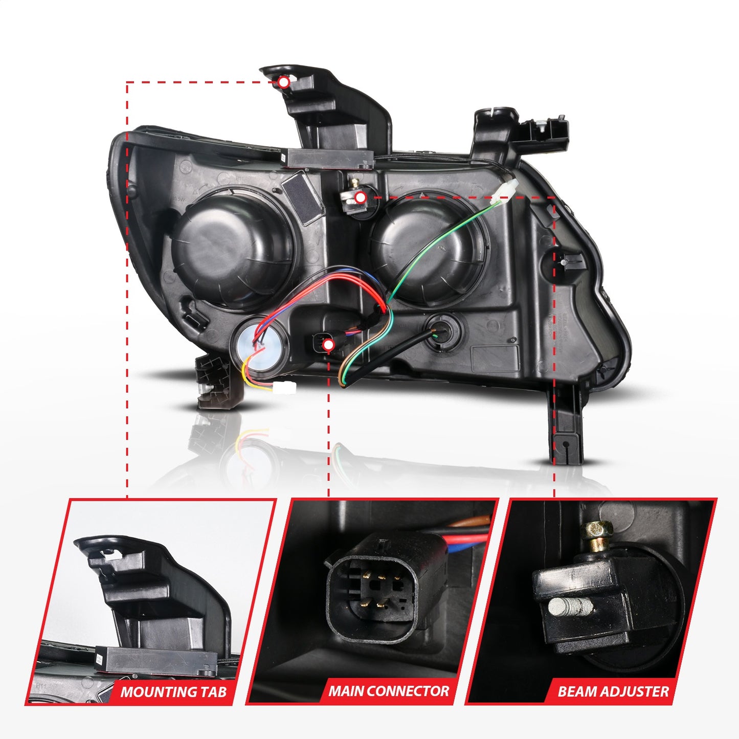 Anzo USA | LED Projector Headlight Black Housing Headlight w/Sequential Switchback Light Bar and Initiation Feature | Fits Colorado | 111634