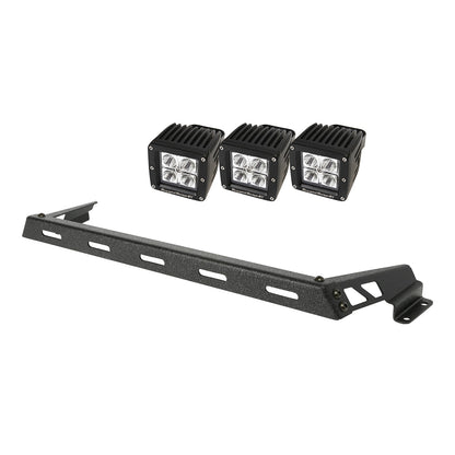 RUGGED RIDGE | 11232.11 | 07-15 Jeep Wrangler Hood Light Bar Kit Textured Black 3 Square Leds