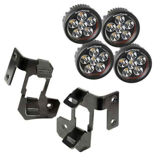 RUGGED RIDGE | 11232.32 | 07-15 Wrangler A-Pillar Light Mount Kit Semi-Gloss Black Round Led