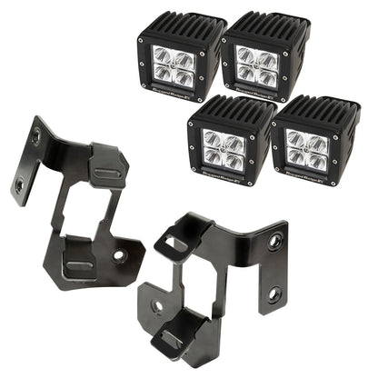 RUGGED RIDGE | 11232.33 | 07-15 Wrangler A-Pillar Light Mount Kit Semi-Gloss Black Square Led
