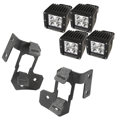 RUGGED RIDGE | 11232.35 | 07-15 Wrangler A-Pillar Light Mount Kit Textured Black Square Led