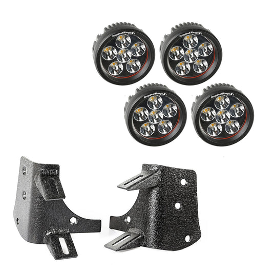 RUGGED RIDGE | 11232.37 | 97-06 Wrangler Dual A-Pillar Led Kit, 3.5-Inch Round Lights Black