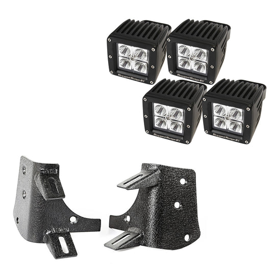 RUGGED RIDGE | 11232.38 | 97-06 Wrangler Dual A-Pillar Led Kit, 3-Inch Square Lights Black