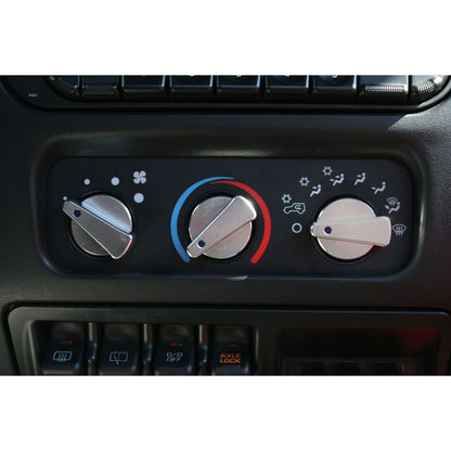 RUGGED RIDGE | 11420.03 | Climate Control Knob Set 3 Piece Billet Aluminum Tj 97-06 Blue Indicators