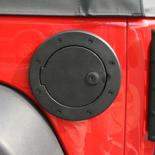 RUGGED RIDGE | 11425.06 | Fuel Cover Black Aluminum, 07-16 Wrangler Locking