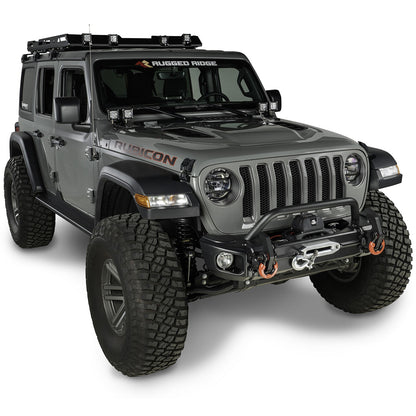 RUGGED RIDGE | 11549.05 | Arcus Front Bumper Set, With Overrider, 18-19 Jeep Wrangler Jl