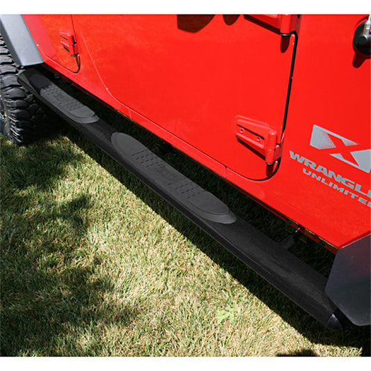 RUGGED RIDGE | 11591.08 | Side Step 4 1/4 Inch 4Dr Textured Black Oval Jk 07-16 Wrangler