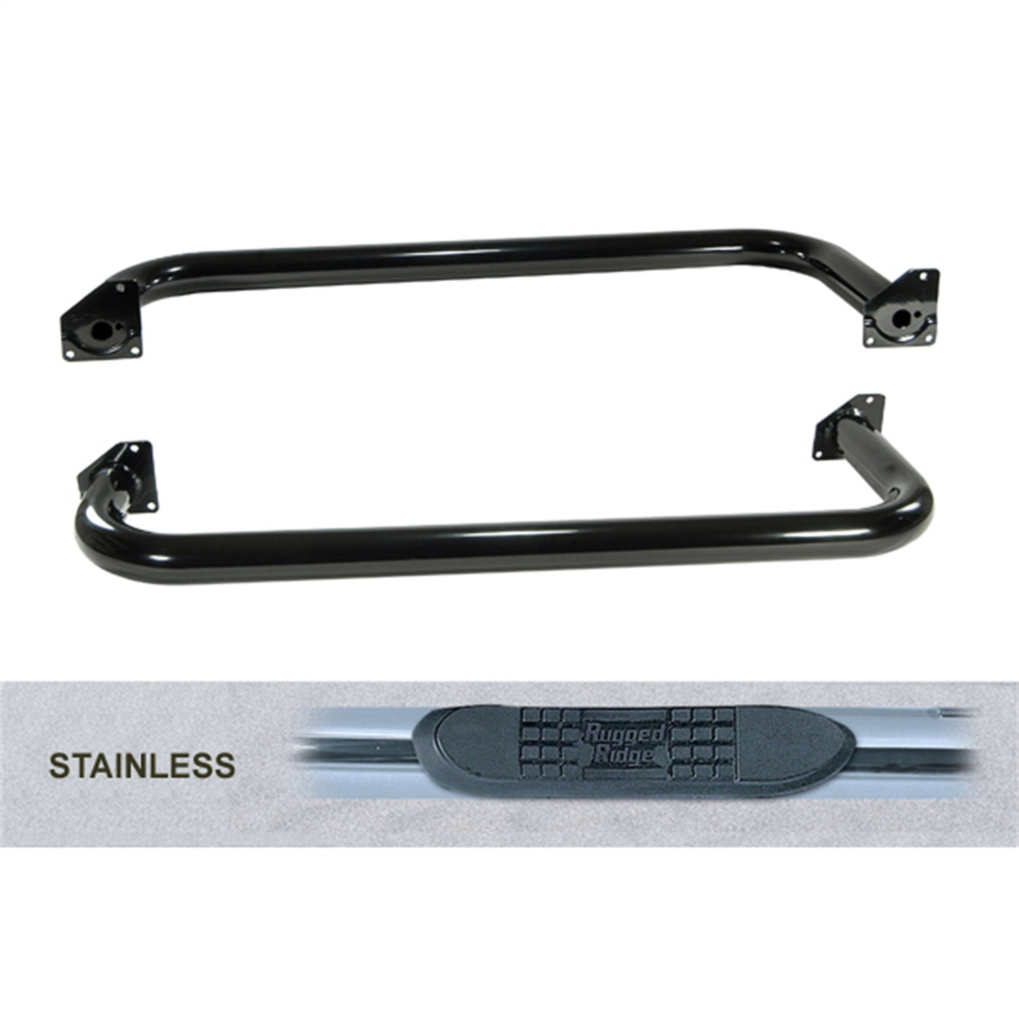 RUGGED RIDGE | 11593.03 | Tube Steps, Outland, 3-Inch Round Stainless Steel For Jeep 87-95 Wrangler Pair