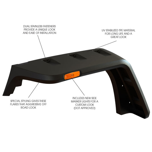RUGGED RIDGE | 11640.1 | 07-16 Wrangler(Jk)Flat Pocket Flare Kit