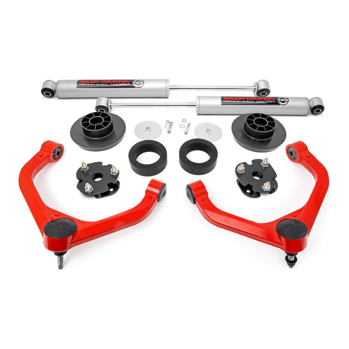 Rough Country Strut Spacers w/N3 Rear Shocks 3 Inch Lift Kit I 31230RED