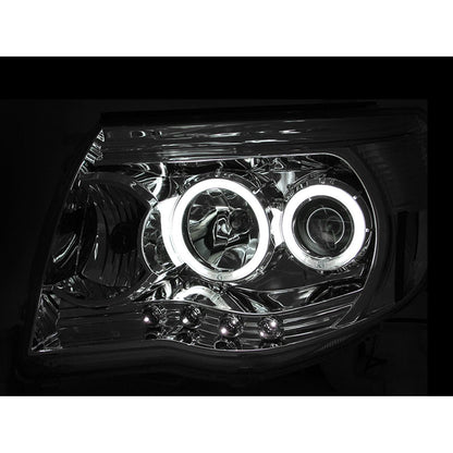 Anzo USA | Projector Headlight Set w/Halo Clear Lens Chrome Housing Pair | Fits Tacoma | 121281