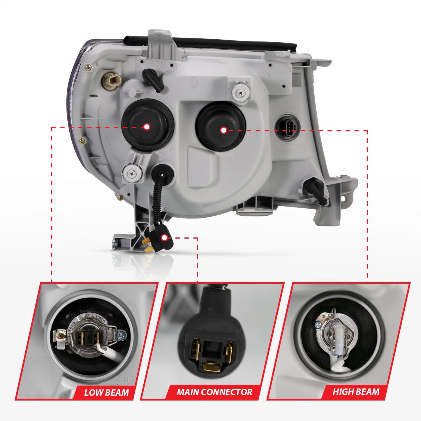 Anzo USA | Projector Headlight Set w/Halo Clear Lens Black Housing Pair | Fits Tacoma | 121282