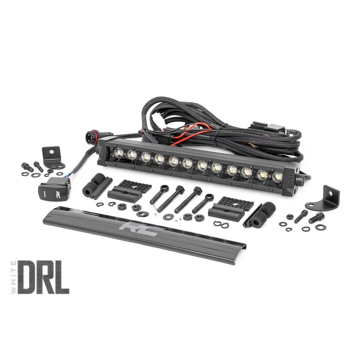 ROUGH COUNTRY 12 Inch Black Series LED Light Bar | Single Row | Cool White DRL | 70712BLDRL