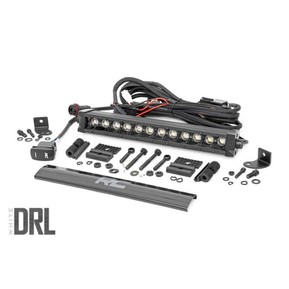 ROUGH COUNTRY 12 Inch Black Series LED Light Bar | Single Row | Cool White DRL | 70712BLDRL
