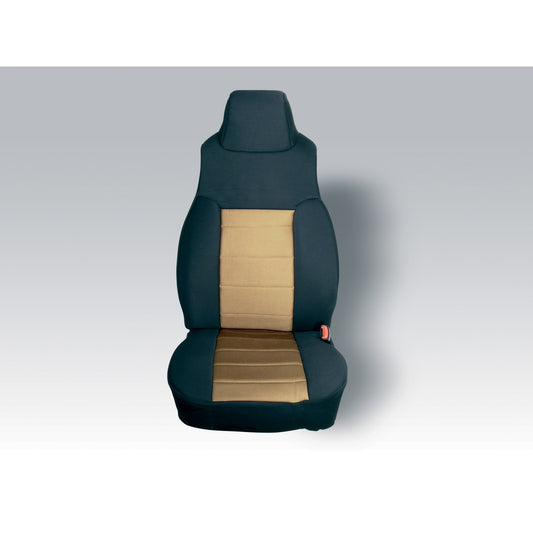 RUGGED RIDGE | 13240.04 | Seat Cover Kit, Front, Fabric, Black/Tan; 97-02 Jeep Wrangler Tj