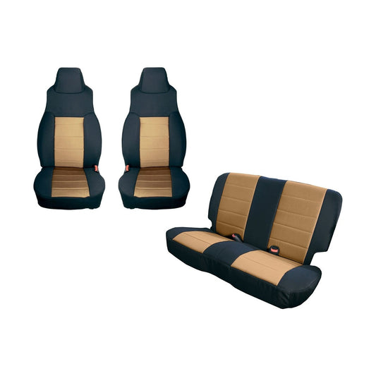 RUGGED RIDGE | 13292.04 | Seat Cover Kit, Black/Tan; 97-02 Jeep Wrangler Tj