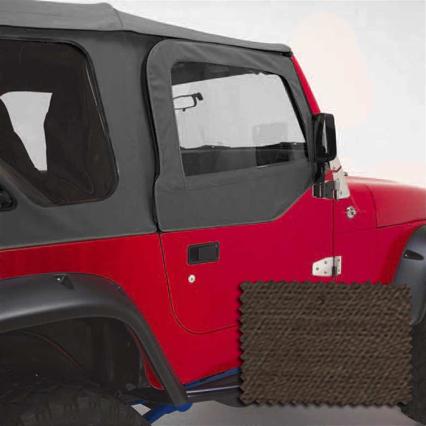 RUGGED RIDGE | 13714.36 | Upper Soft Door Kit, Khaki Denim, 97-06 Jeep Wrangler
