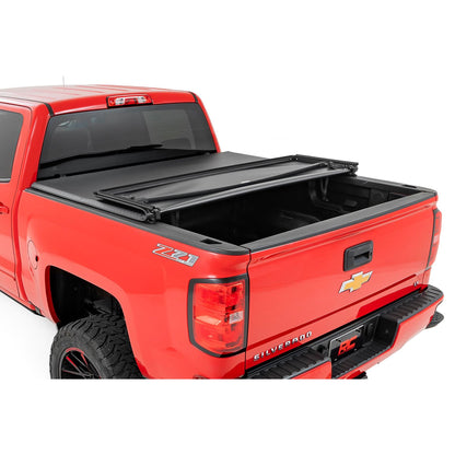 ROUGH COUNTRY Soft Tri-Fold Bed Cover | 5'9" Bed | Chevy/GMC 1500 (14-18 & Classic) | 41214550A