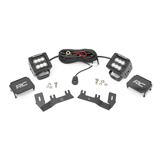 ROUGH COUNTRY LED Ditch Light Kit | 2in Black Pair | Flood | Chevy/GMC 1500 (14-18 & Classic) | 71053