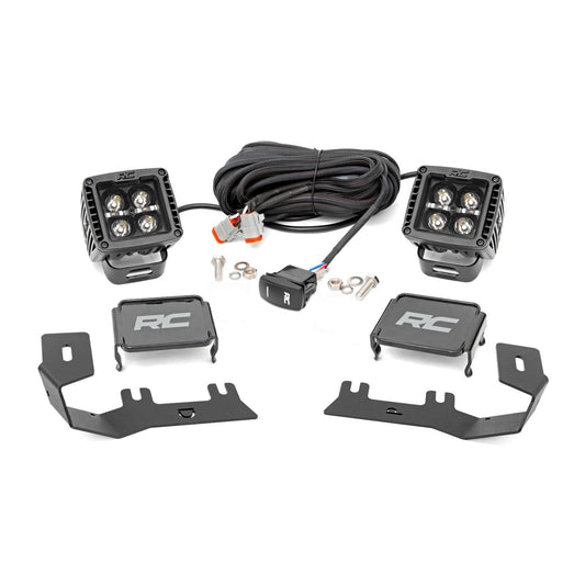 ROUGH COUNTRY LED Ditch Light Kit | 2in Black Pair | White DRL | Chevy/GMC 1500 (14-18 & Classic) | 71054