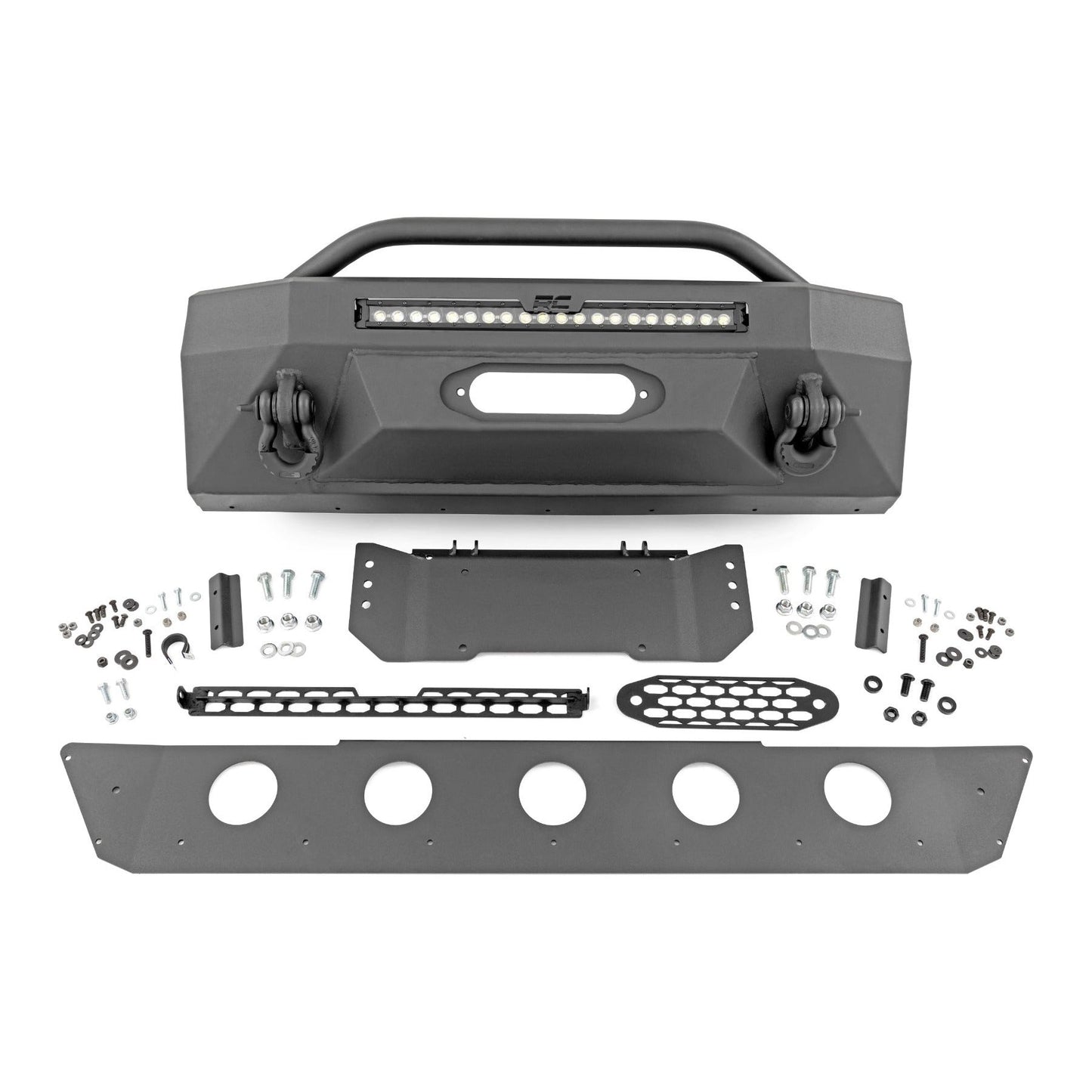 Rough Country Black Series w/ White DRL Front Bumper I 10745