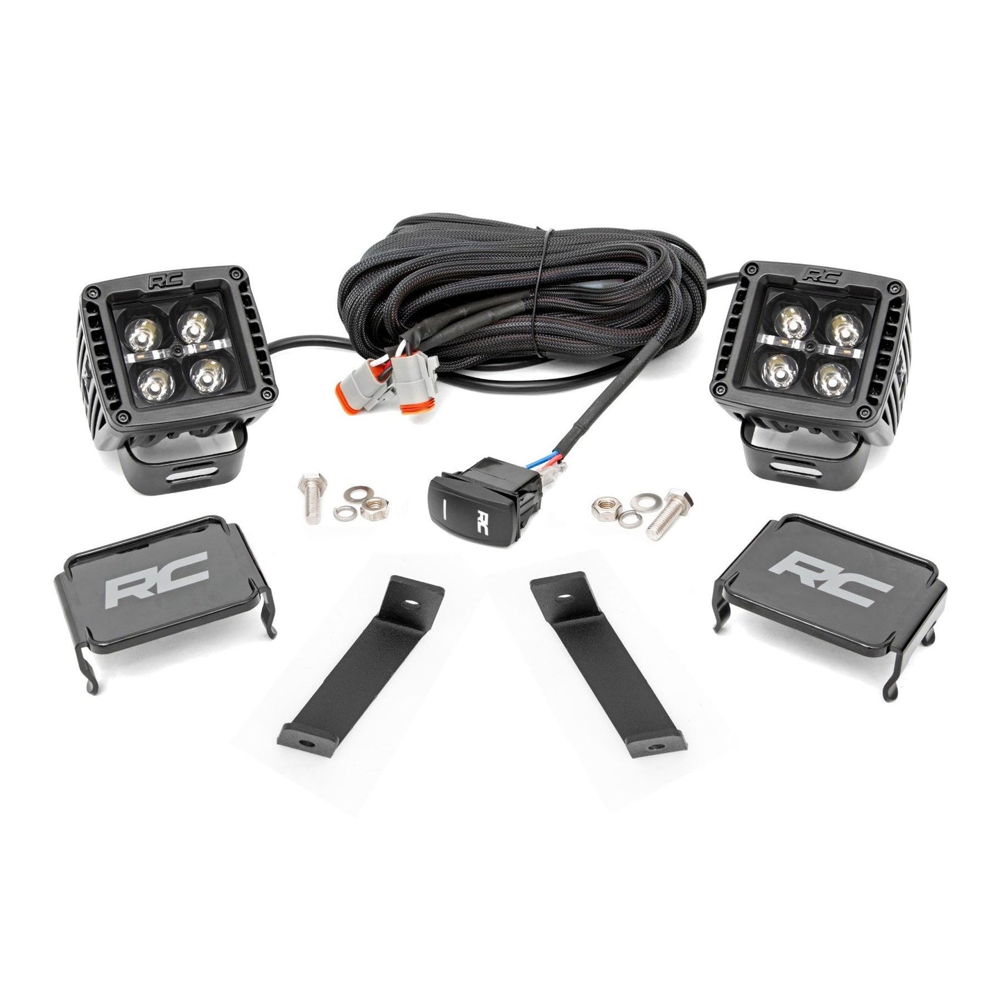 ROUGH COUNTRY LED Light Kit | Ditch Mount | 2" Black Pair | Amber DRL | Jeep Cherokee KL (14-21) | 70081