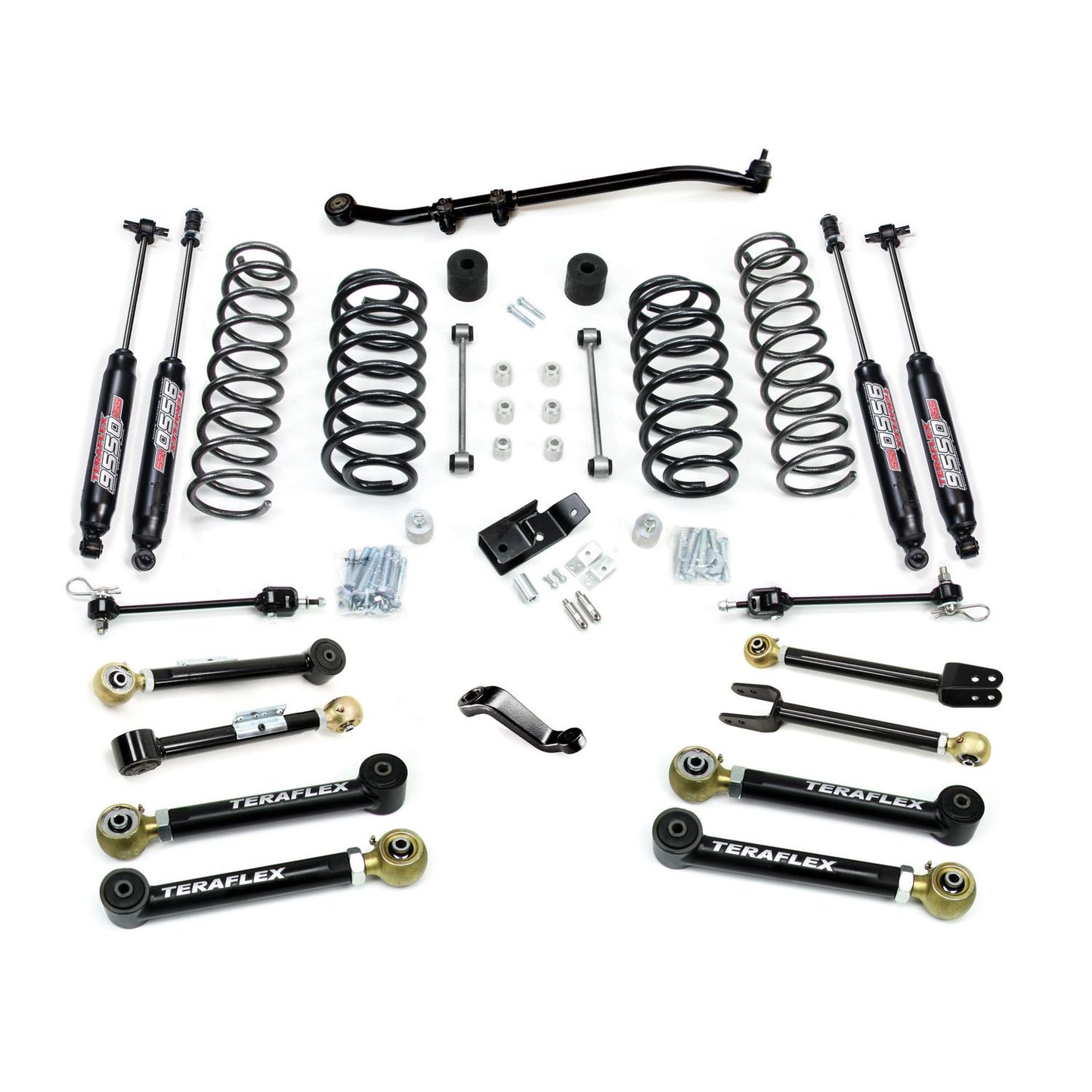 TeraFlex | 97-06 Jeep Wrangler TJ 4 Inch Suspension System w/ 8 Short Control Arms & 9550 VSS Twin-Tube Shocks TeraFlex | 1456452