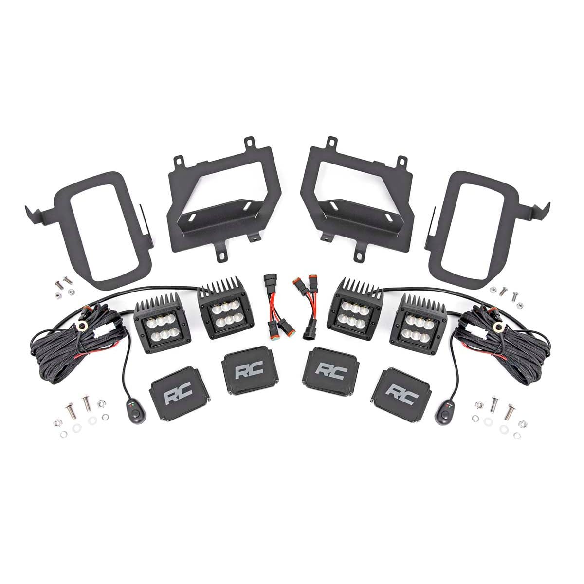 ROUGH COUNTRY LED Light Kit | Fog Mount | Dual 2" Black Pairs | Flood | Ford F-150 (15-17) | 70833
