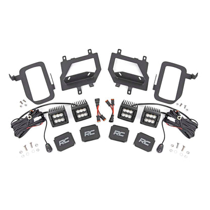 ROUGH COUNTRY LED Light Kit | Fog Mount | Dual 2" Black Pairs | Flood | Ford F-150 (15-17) | 70833