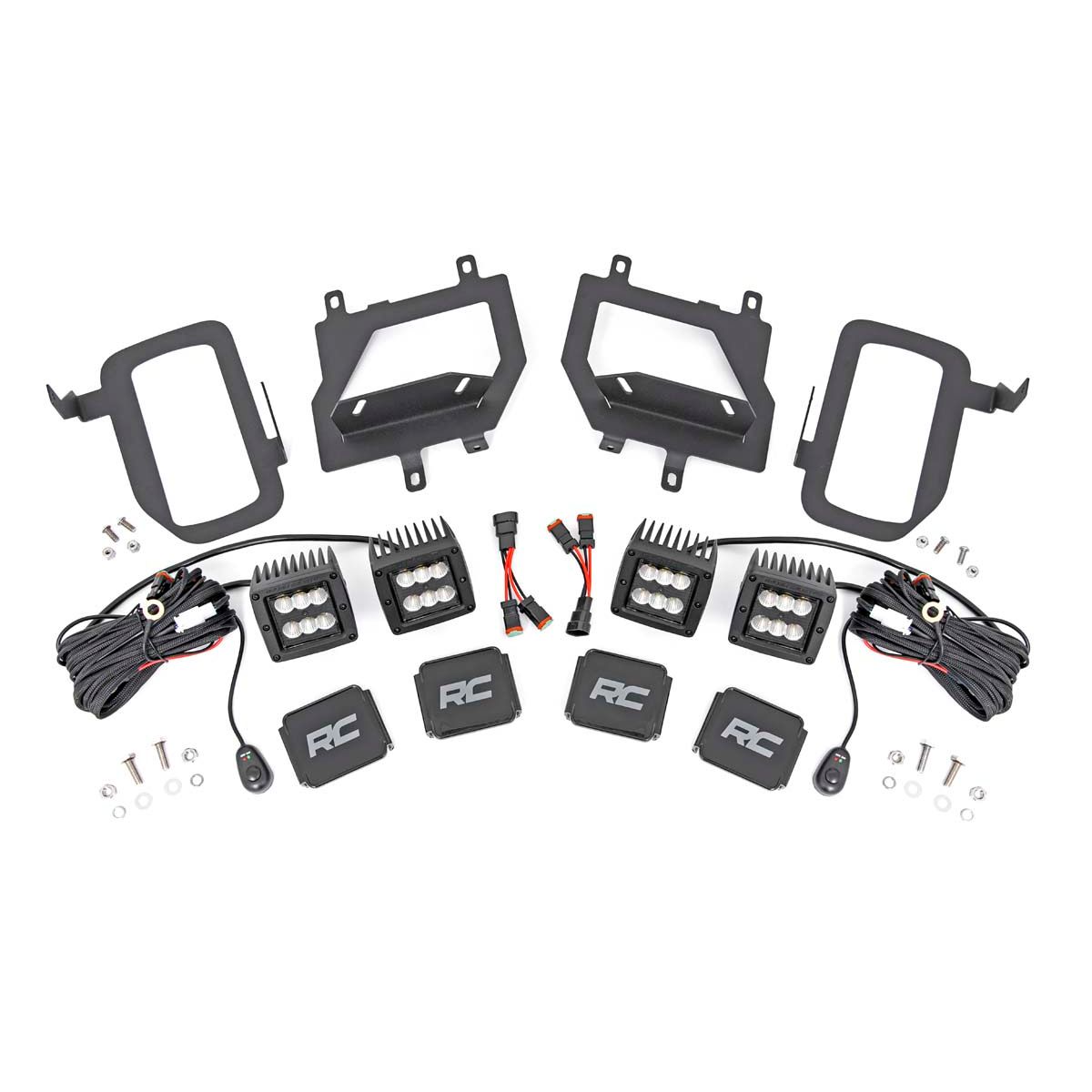 ROUGH COUNTRY LED Light Kit | Fog Mount | Dual 2" Black Pairs | Spot/Flood | Ford F-150 (15-17) | 70865