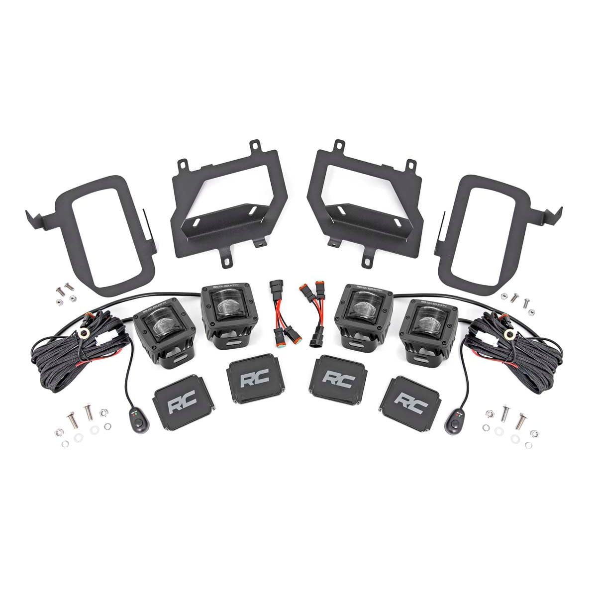 ROUGH COUNTRY LED Light Kit | Fog Mount | Dual 2" Black Pairs | SAE | Ford F-150 (15-17) | 70831