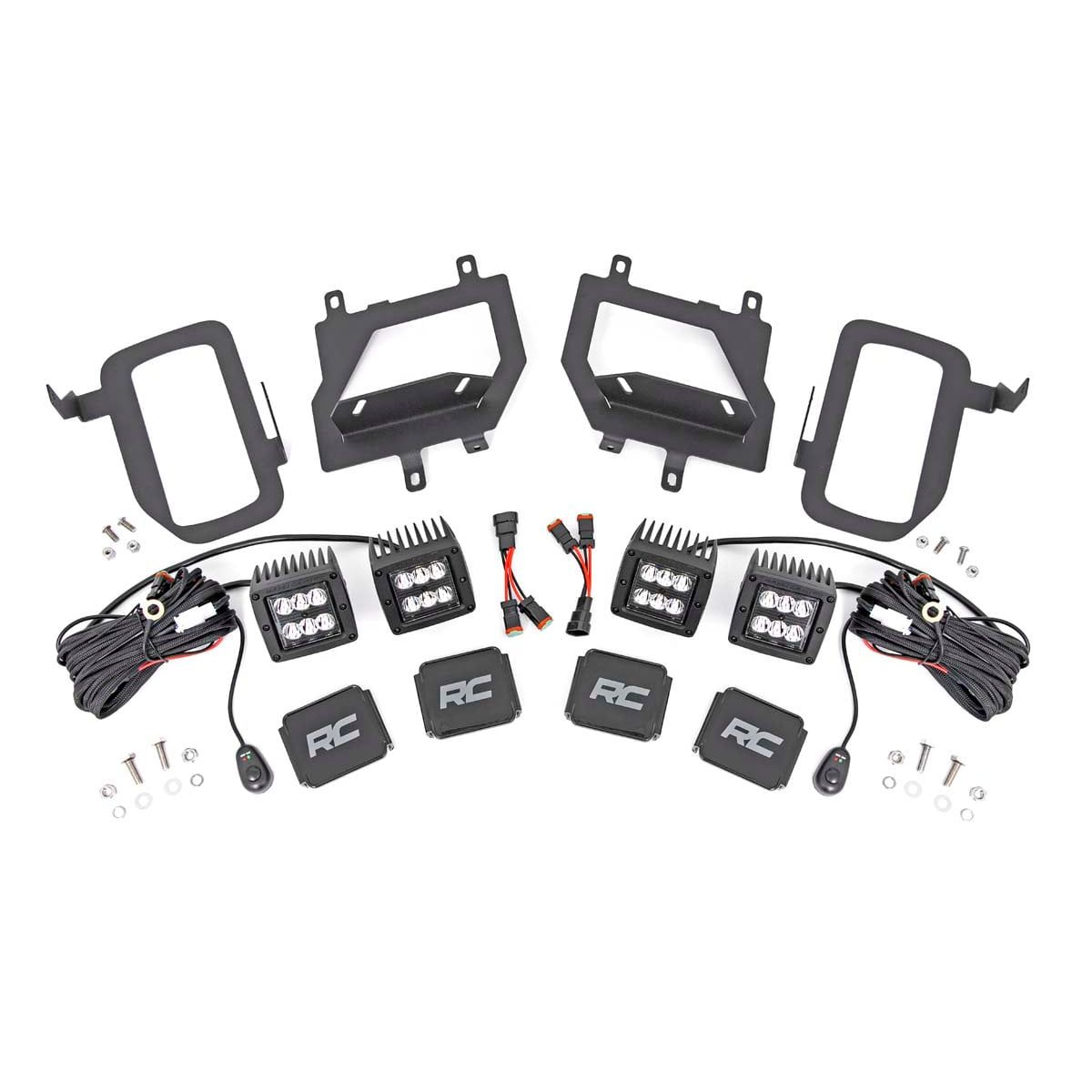 ROUGH COUNTRY LED Light Kit | Fog Mount | Dual 2" Black Pairs | Spot | Ford F-150 (15-17) | 70832