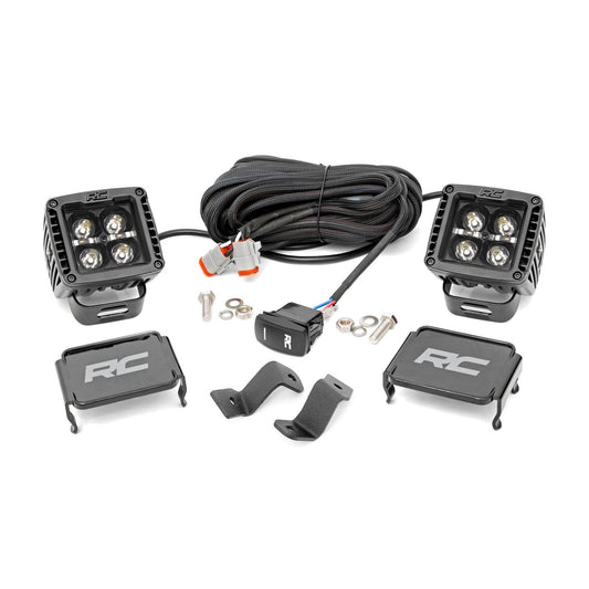 ROUGH COUNTRY LED Light Kit | Ditch | 2" Black Pair | Amber DRL | Ford F-150 (15-25)/F-150 Lightning (22-25)  | 71032