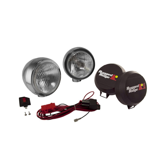 RUGGED RIDGE | 15206.51 | Hid Off Road Lighting, 6" Round, Stainless, Pair W/Wiring Harness