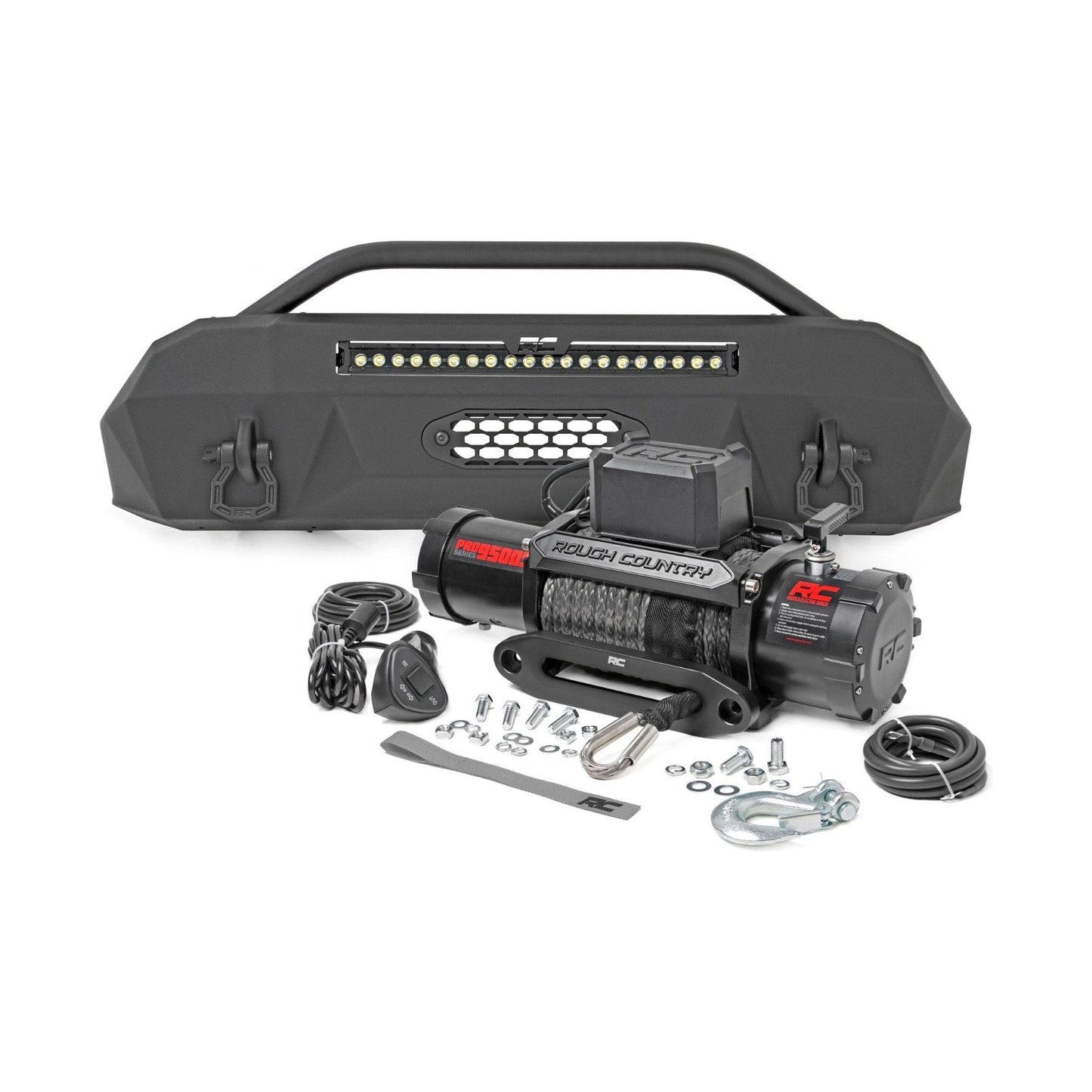 Rough Country Black Series w/ White DRL Front Bumper I 10726