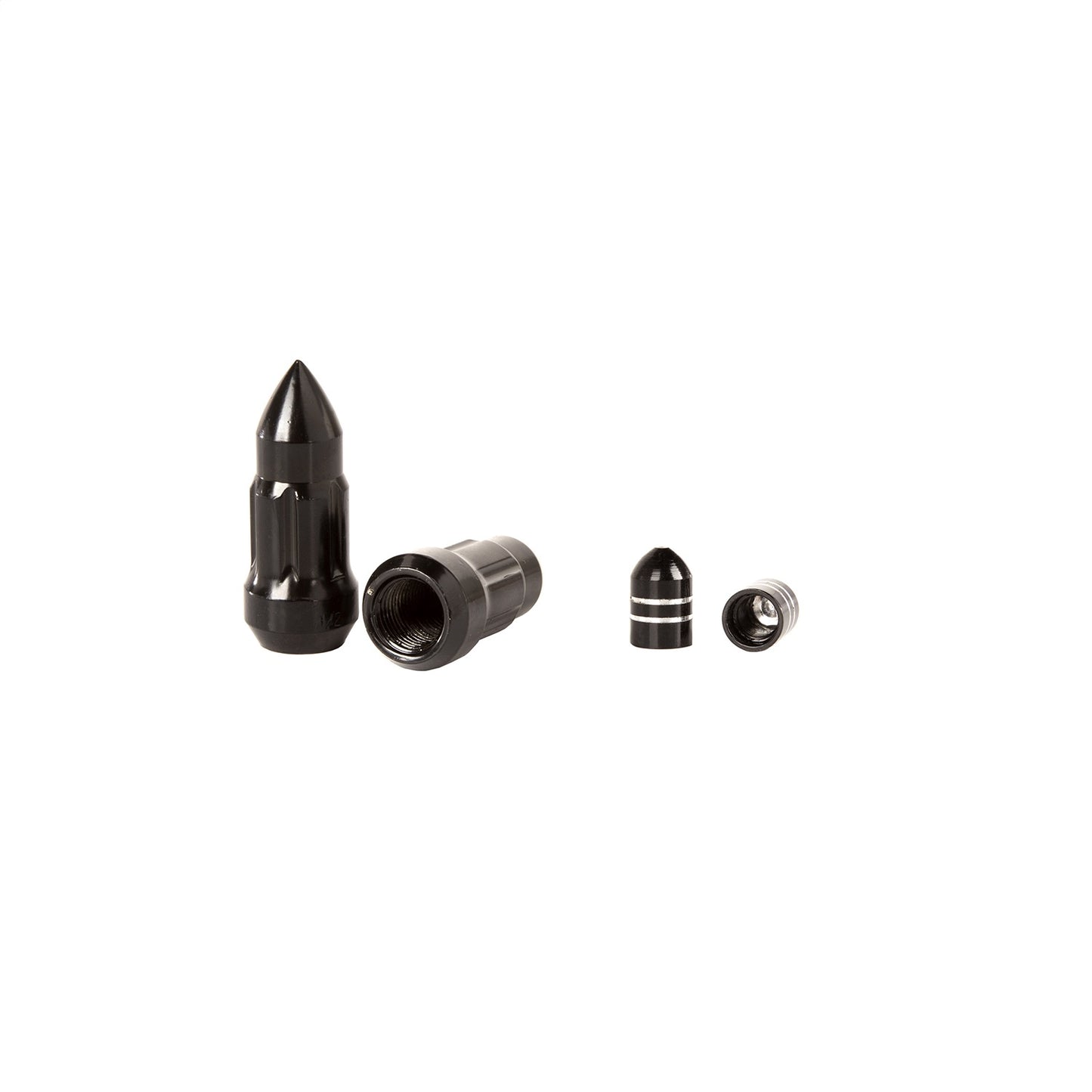 RUGGED RIDGE | 16715.27 | Bullet Lug Nut And Valve Stem Cap Kit, Black, 1/2-20 (Set Of 23)