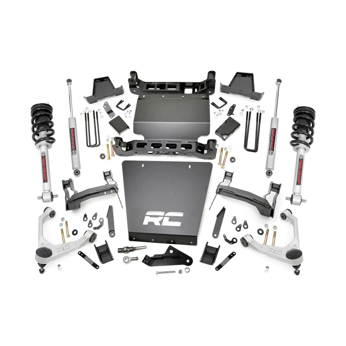 Rough Country M1 Struts w/M1 Rear Shocks 7 Inch Stamped Steel LCA Lift Kit I 11640