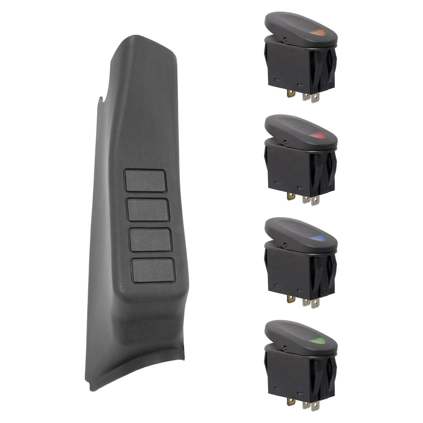 RUGGED RIDGE | 17235.87 | A-Pillar 4 Switch Pod Kit, Black, Right Side, 07-10 Jeep Wrangler