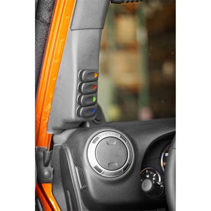 RUGGED RIDGE | 17235.96 | A-Pillar 4 Switch Pod Kit,Black,Left Side,11-16 Jeep Wrangler(Jk)