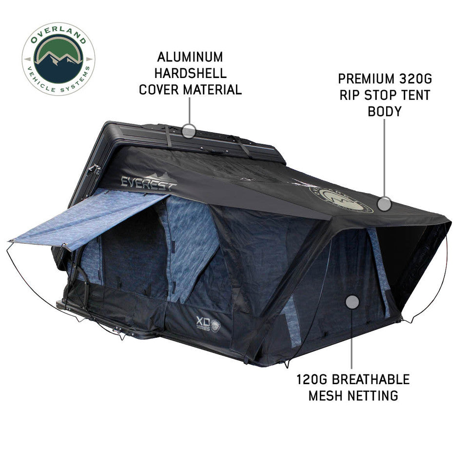 Overland Vehicle Systems XD Everest Cantilever Aluminum Roof Top Tent - Grey Body & Black Rainfly 18489902